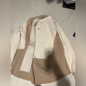 Women's Beige and White Open Front cardigan. Super soft